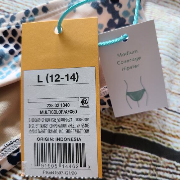 Kona Sol Blush and Blue Bikini Bottom - Picture 3 of 6